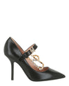 Moschino Rhinestone-Embellished Leather Pumps Black Footwear - Tophatter Daily Deals