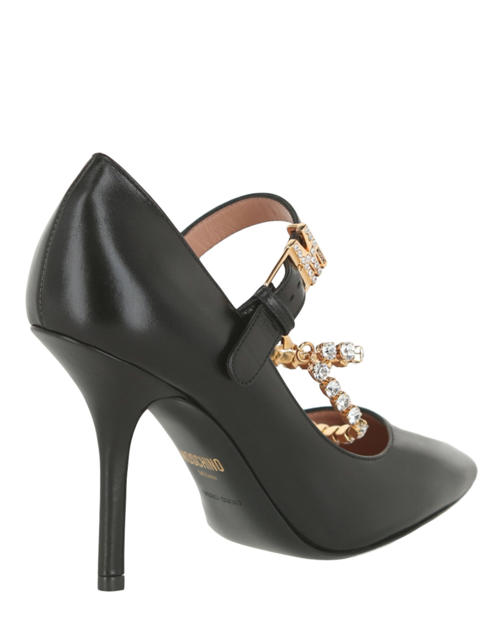 Moschino Rhinestone-Embellished Leather Pumps Footwear - Tophatter Daily Deals