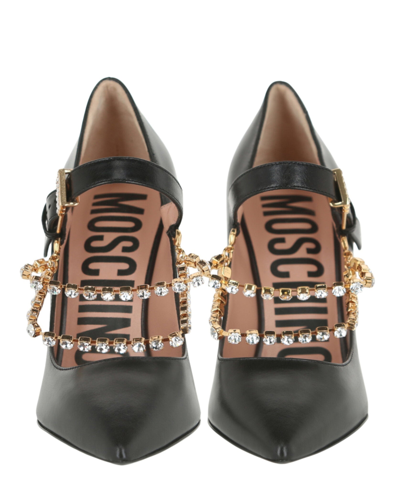 Moschino Rhinestone-Embellished Leather Pumps Footwear - Tophatter Daily Deals