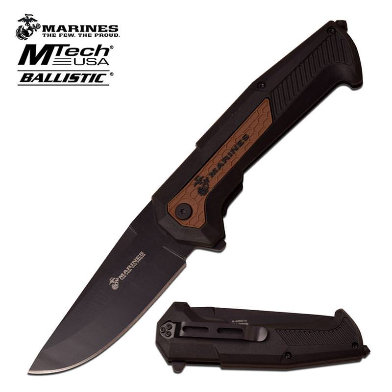 Marines Mtech USA Spring Assisted Opening Knife with USMC Insert Collectible Weapons - Tophatter Daily Deals