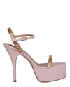 Moschino Logo Lettering Platform Heel Sandals Pink Footwear - Tophatter Daily Deals