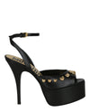 Moschino Teddy Studs Platform Heel Sandals Black Footwear - Tophatter Daily Deals