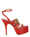 Moschino Degrade Metal Logo Heeled Sandals Orange Footwear - Tophatter Daily Deals