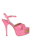 Moschino Patent Leather Logo Heeled Sandals Pink Footwear - Tophatter Daily Deals