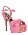 Moschino Patent Leather Logo Heeled Sandals Footwear - Tophatter Daily Deals