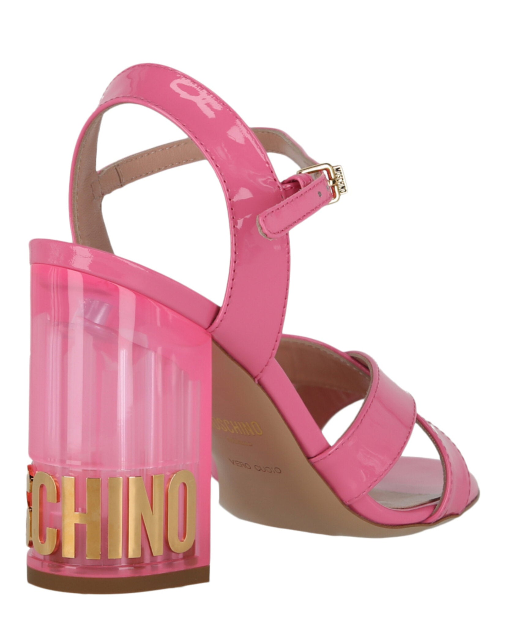 Moschino Patent Leather Logo Heel Sandals Footwear - Tophatter Daily Deals