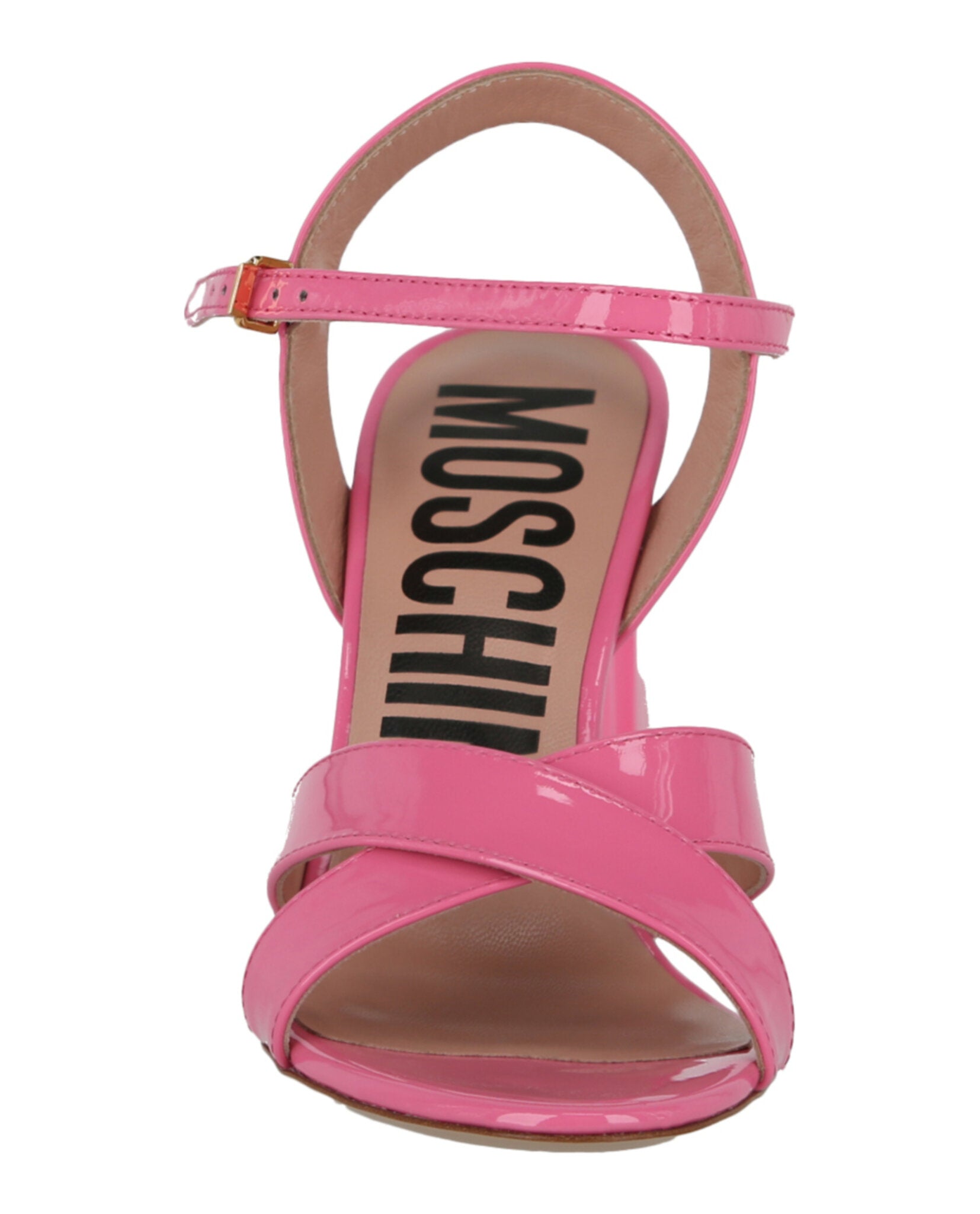 Moschino Patent Leather Logo Heel Sandals Footwear - Tophatter Daily Deals