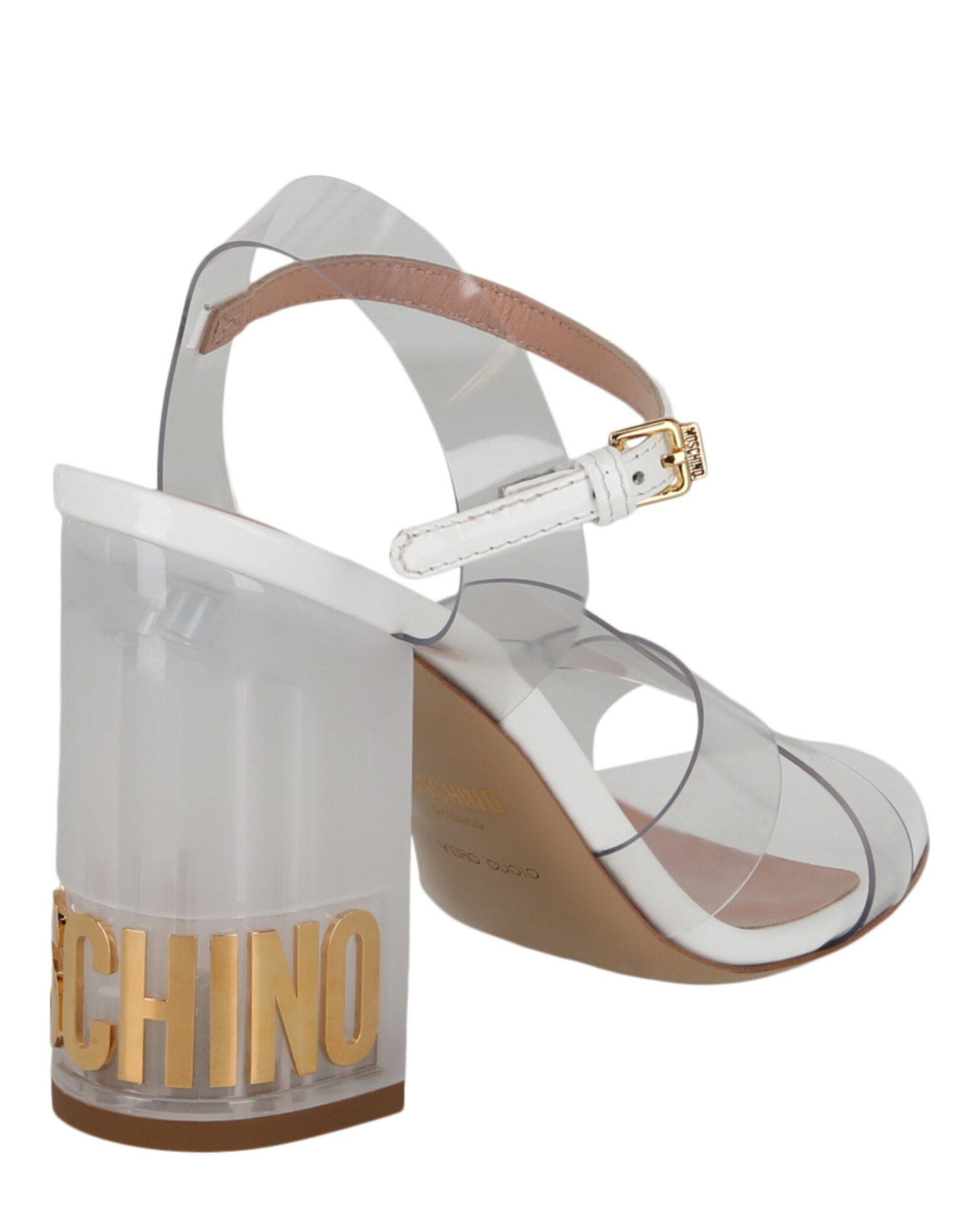 Moschino Transparent Logo Heel Sandals Footwear - Tophatter Daily Deals