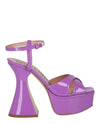 Moschino Patent Leather Platform Heeled Sandals Purple Footwear - Tophatter Daily Deals