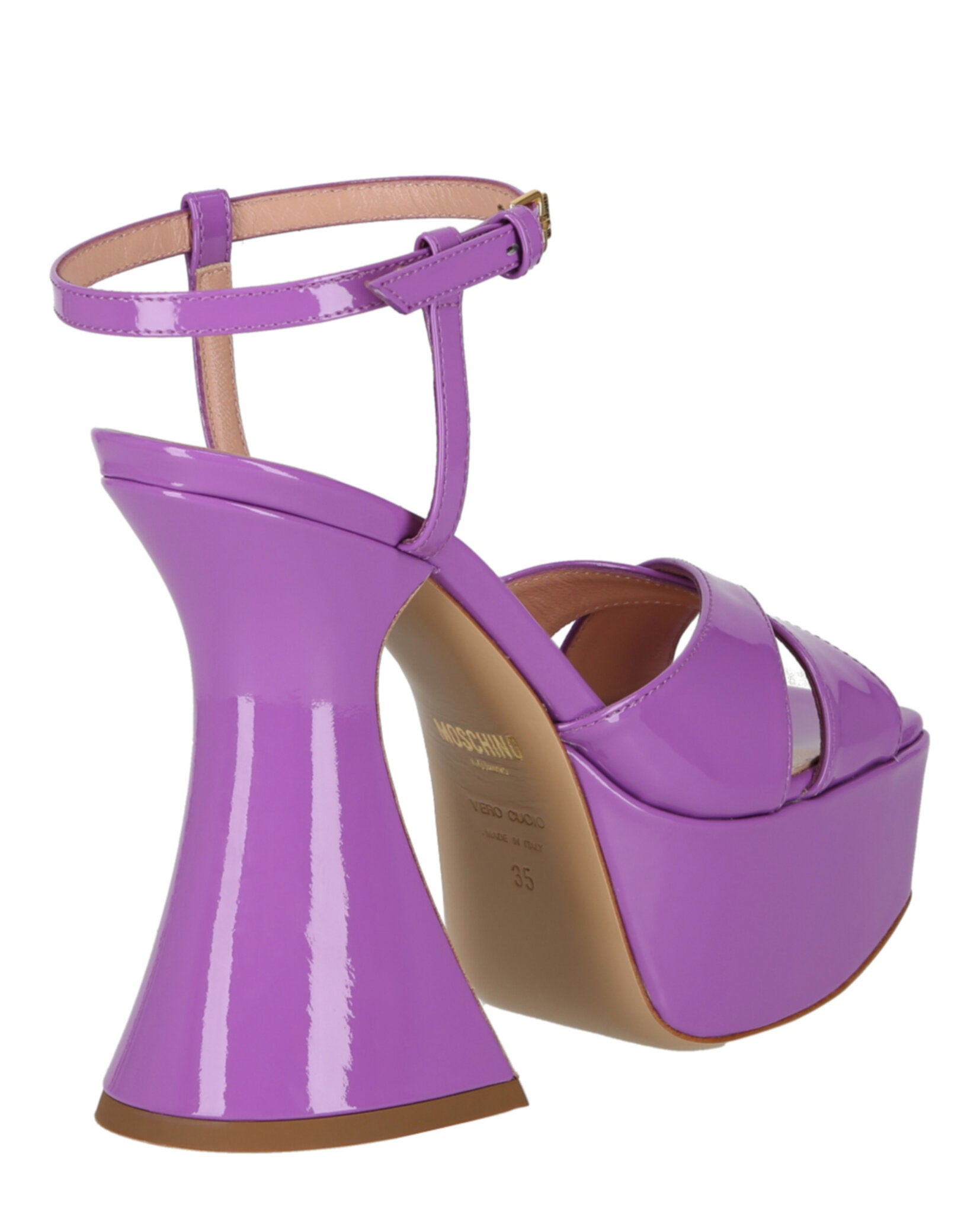 Moschino Patent Leather Platform Heeled Sandals Footwear - Tophatter Daily Deals