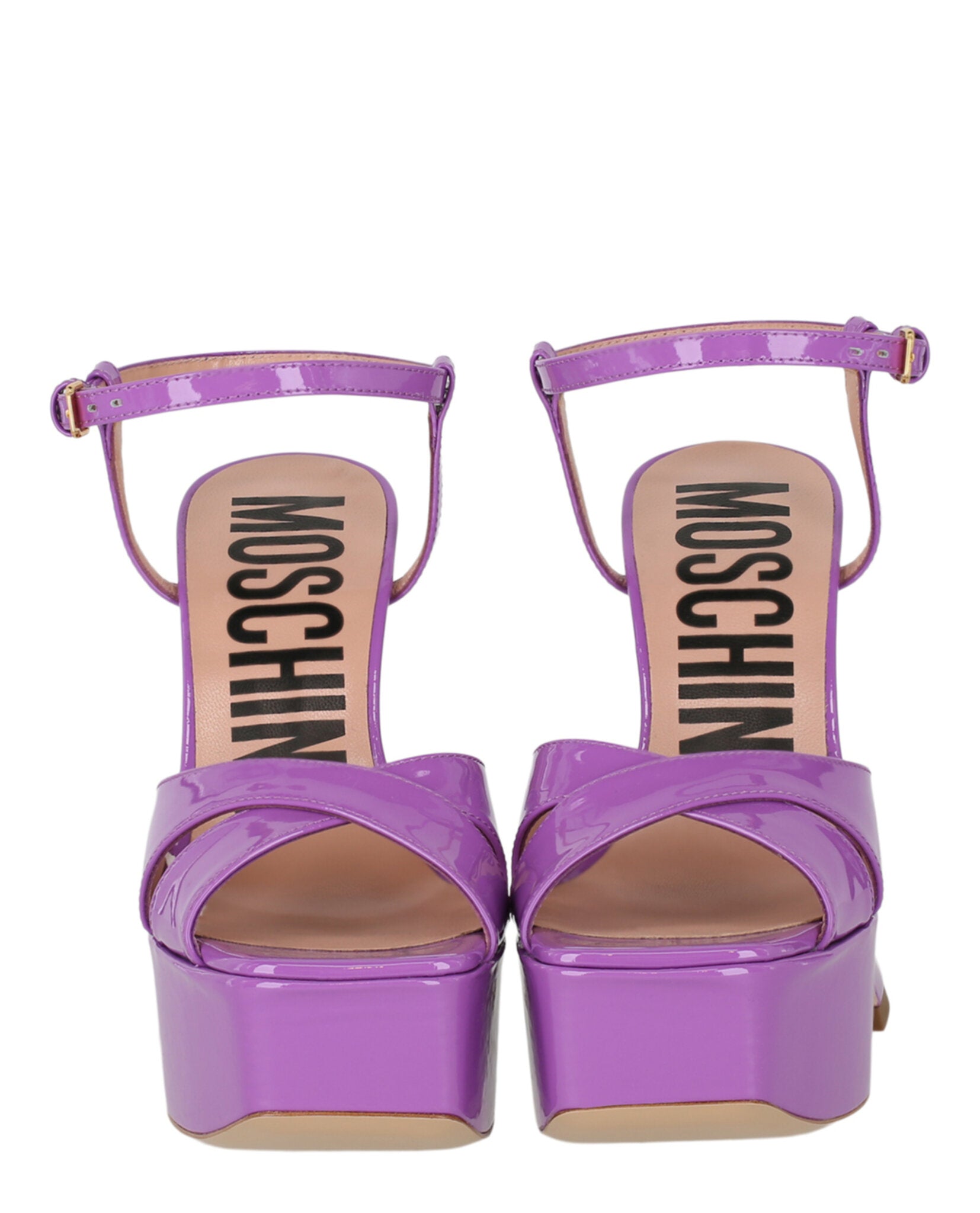 Moschino Patent Leather Platform Heeled Sandals Footwear - Tophatter Daily Deals