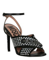 Moschino Satin Crystal Embellished Heel Sandals Footwear - Tophatter Daily Deals