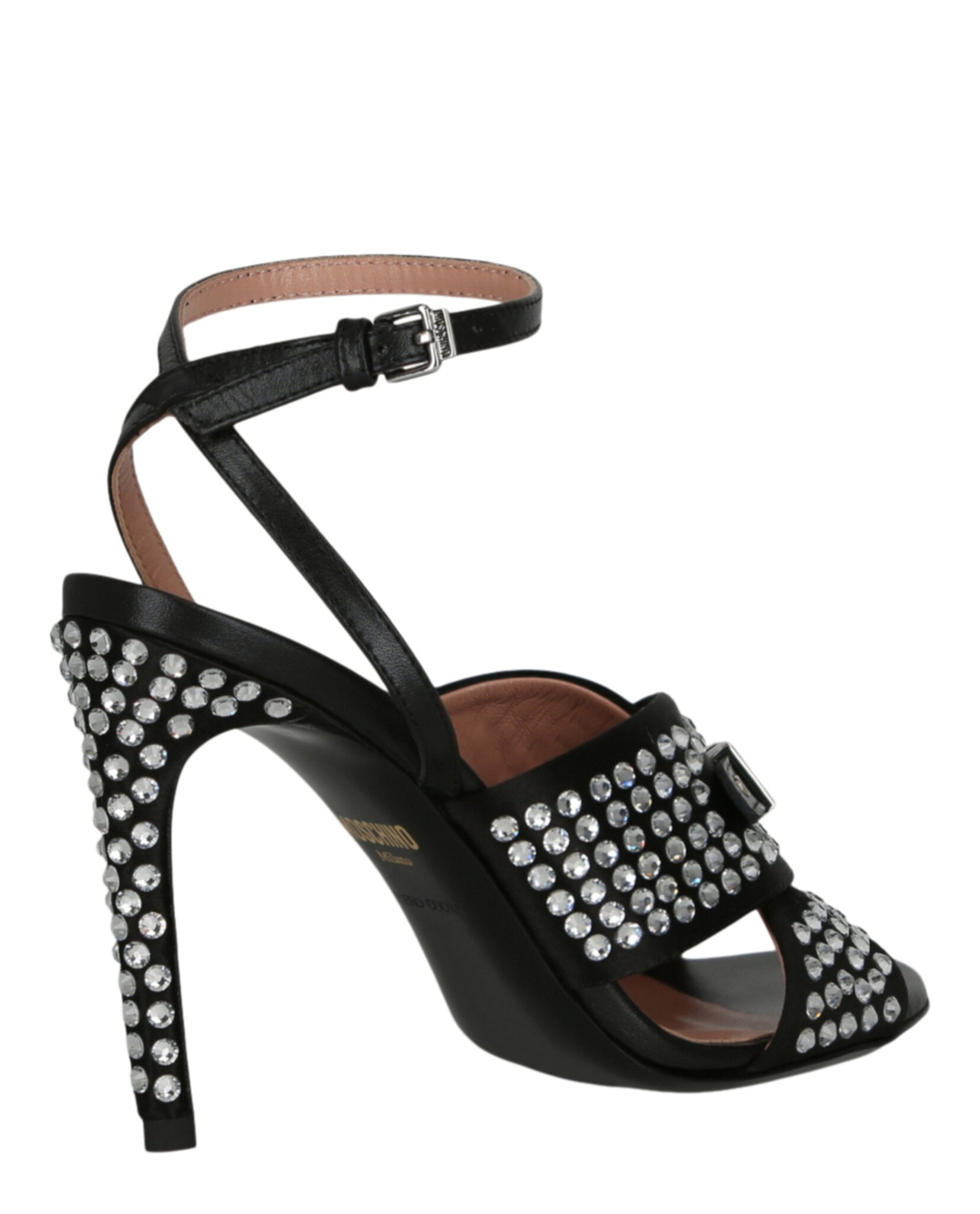 Moschino Satin Crystal Embellished Heel Sandals Footwear - Tophatter Daily Deals