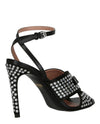 Moschino Satin Crystal Embellished Heel Sandals Footwear - Tophatter Daily Deals