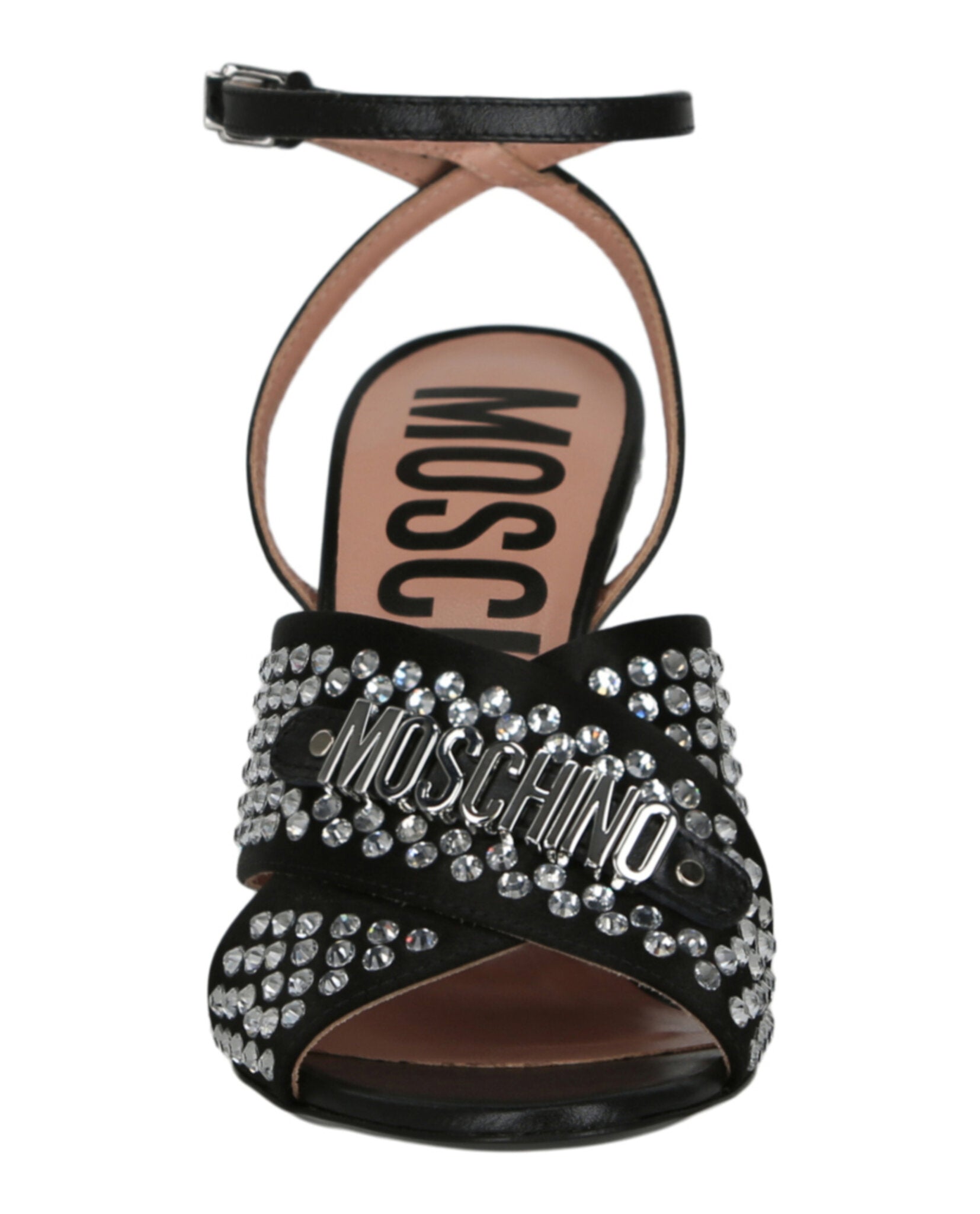 Moschino Satin Crystal Embellished Heel Sandals Footwear - Tophatter Daily Deals