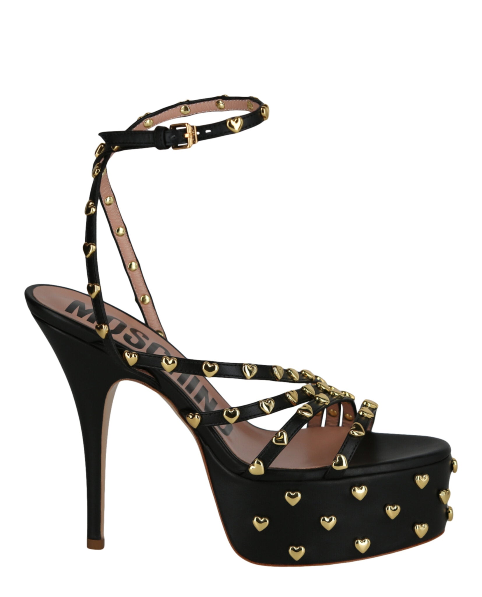 Moschino Heart Studded Platform Heels Black Footwear - Tophatter Daily Deals