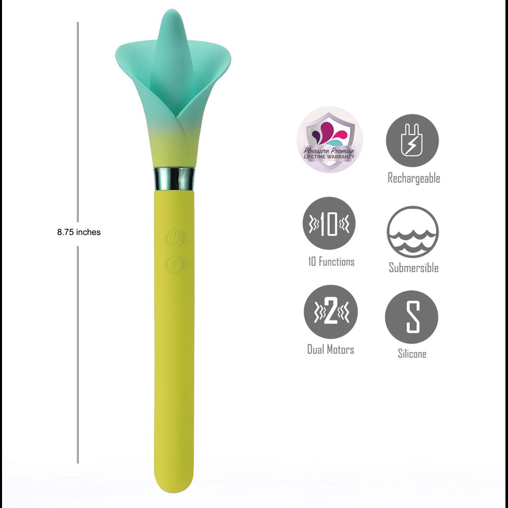 Maia Vala (Green) – USB Rechargeable Silicone Flower Vibrator 22.2 cm > Vibrators > Standard Vibrators - Tophatter Daily Deals