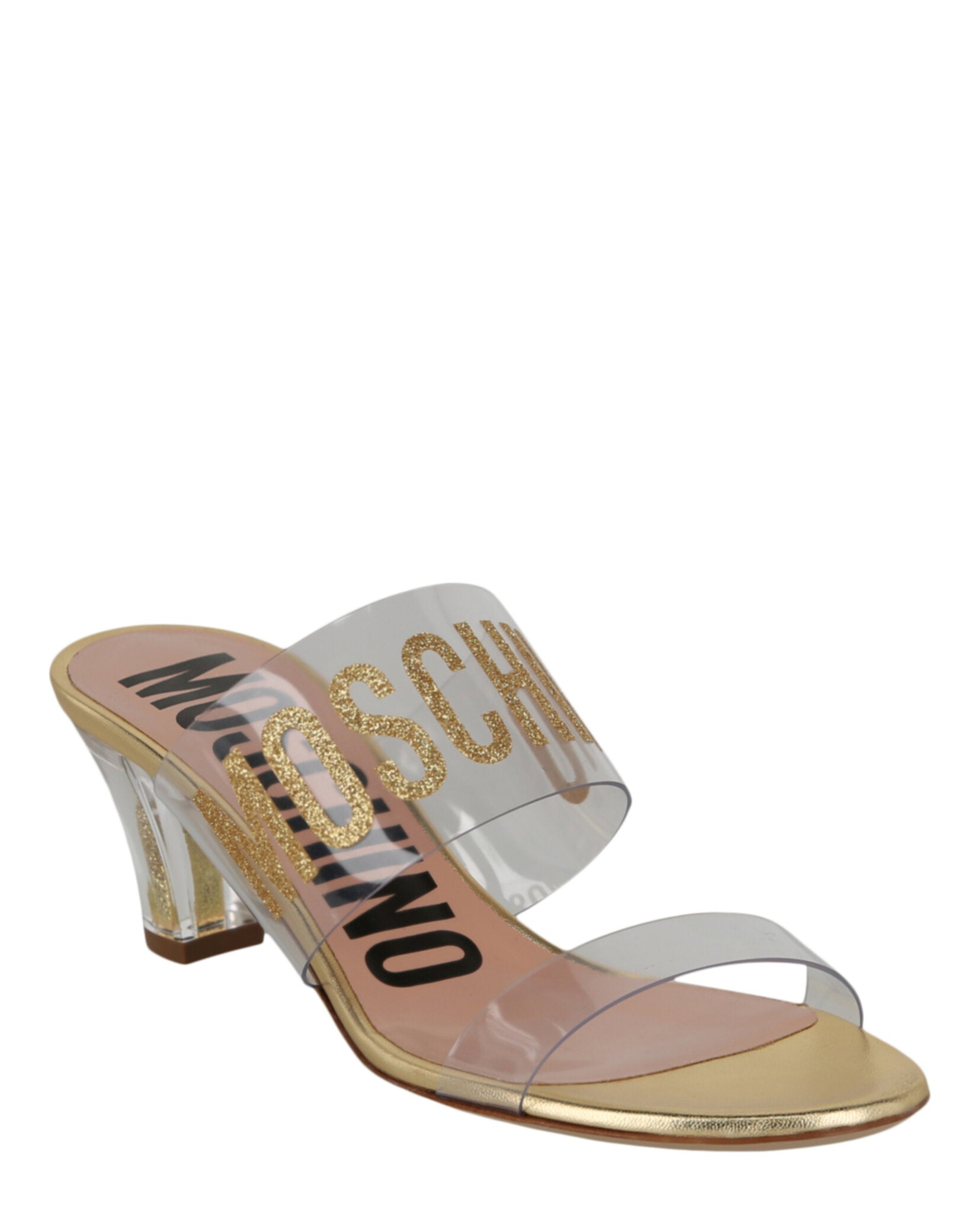 Moschino Glitter Logo Heel Sandals Footwear - Tophatter Daily Deals