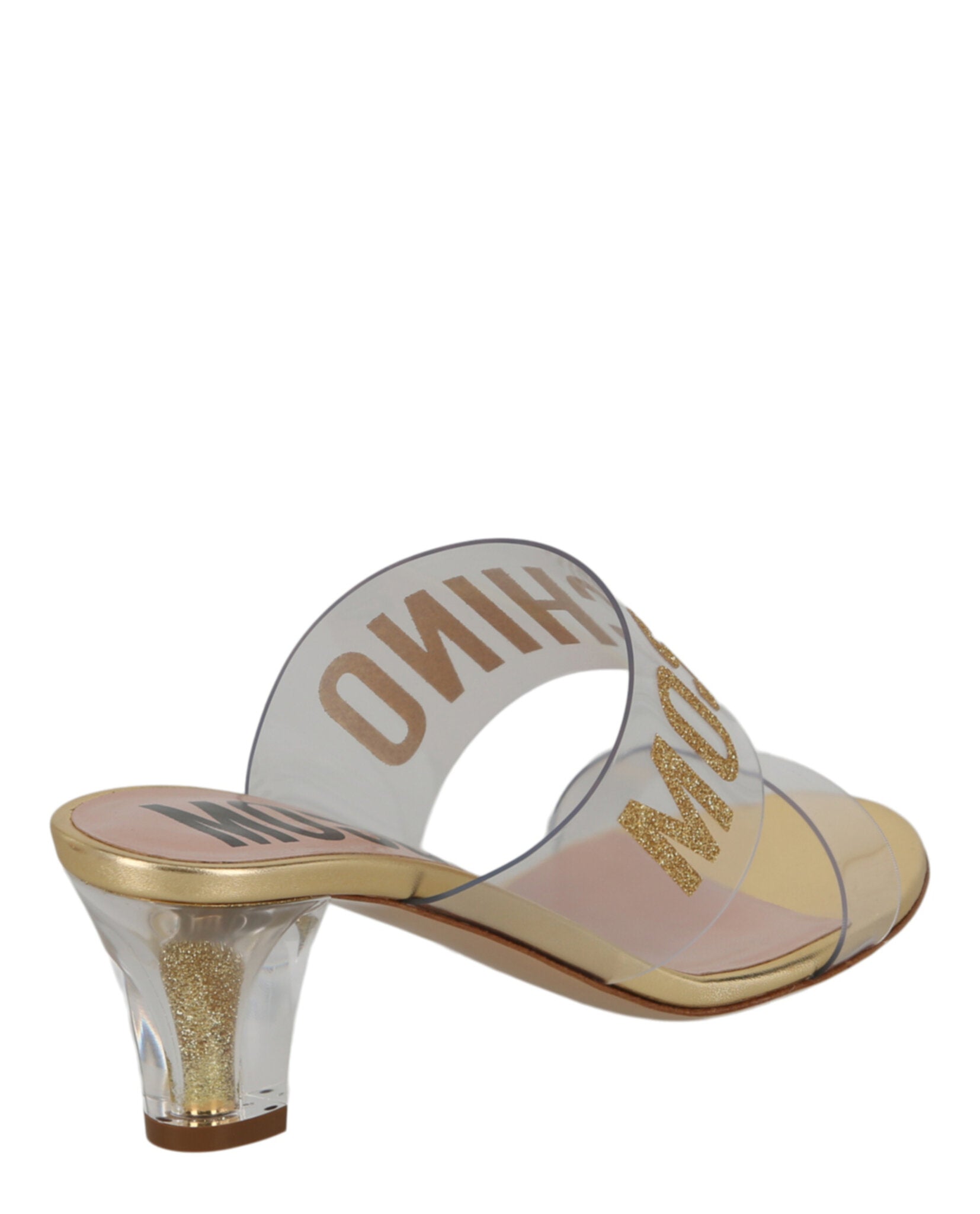 Moschino Glitter Logo Heel Sandals Footwear - Tophatter Daily Deals