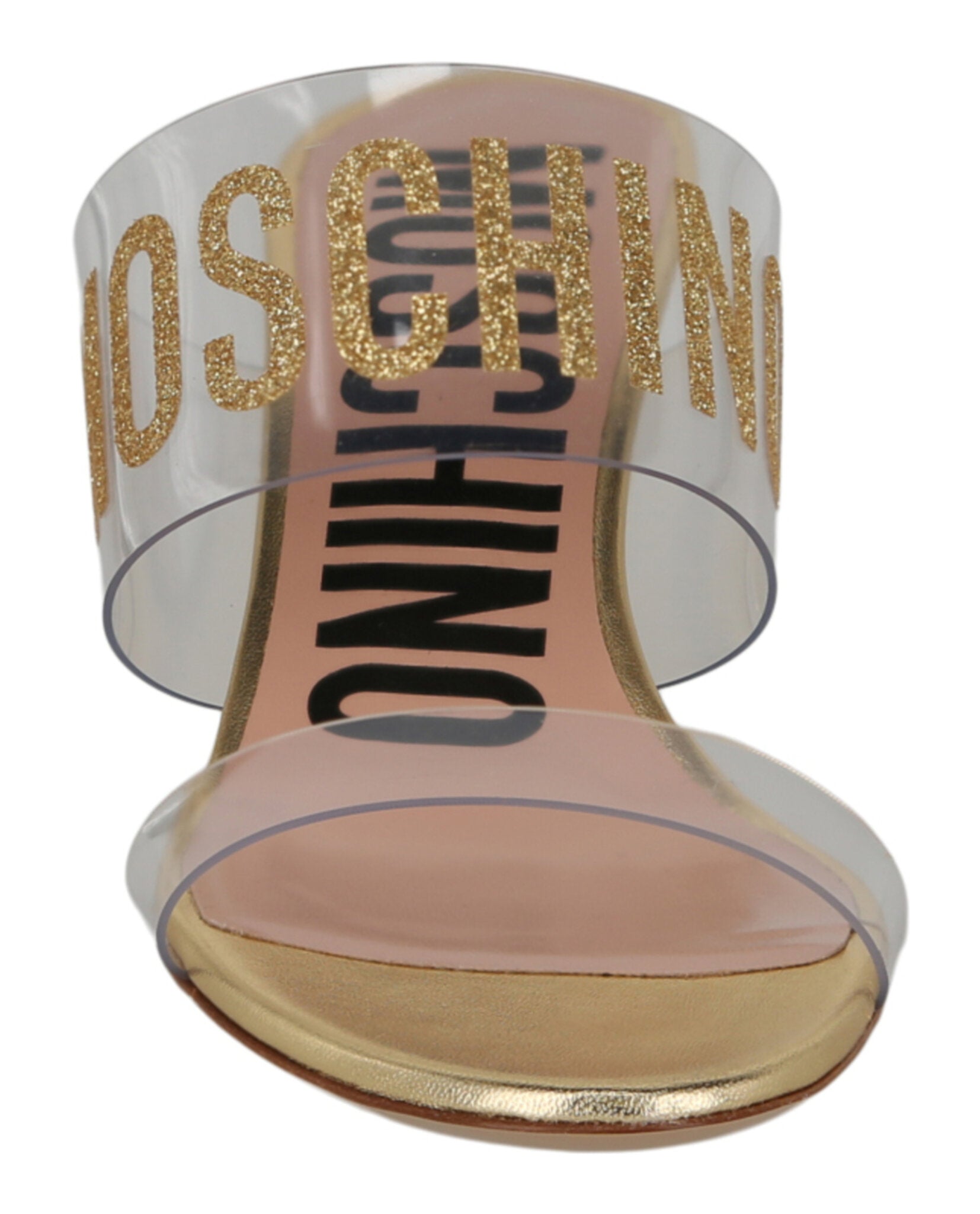 Moschino Glitter Logo Heel Sandals Footwear - Tophatter Daily Deals
