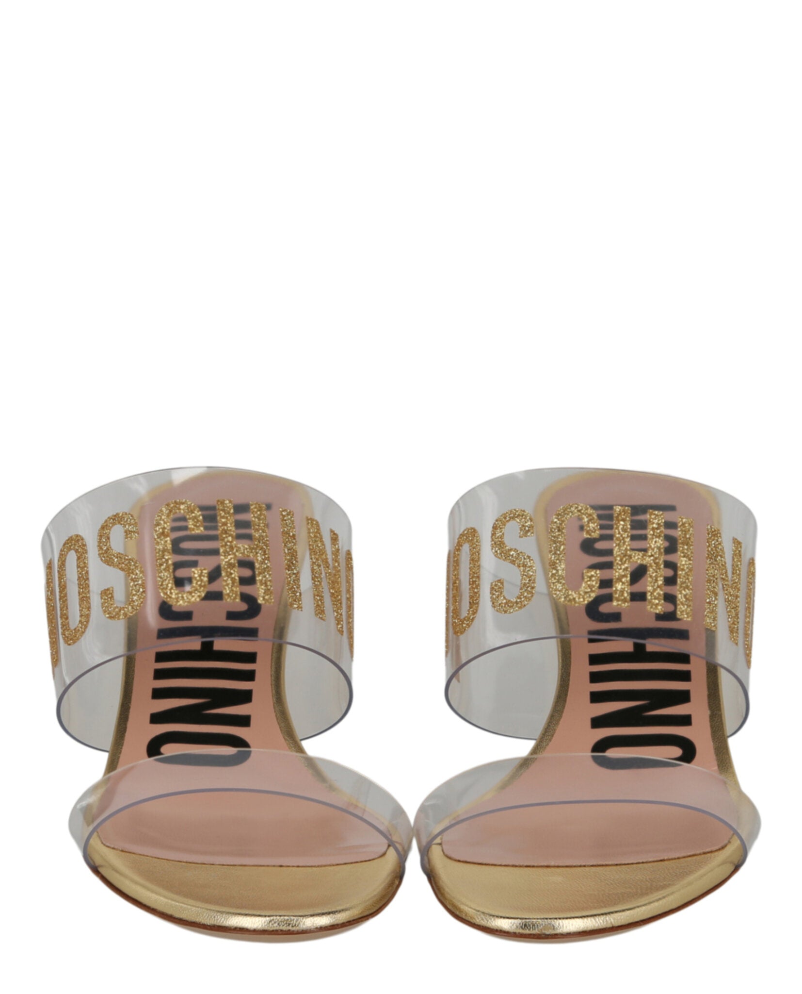 Moschino Glitter Logo Heel Sandals Footwear - Tophatter Daily Deals