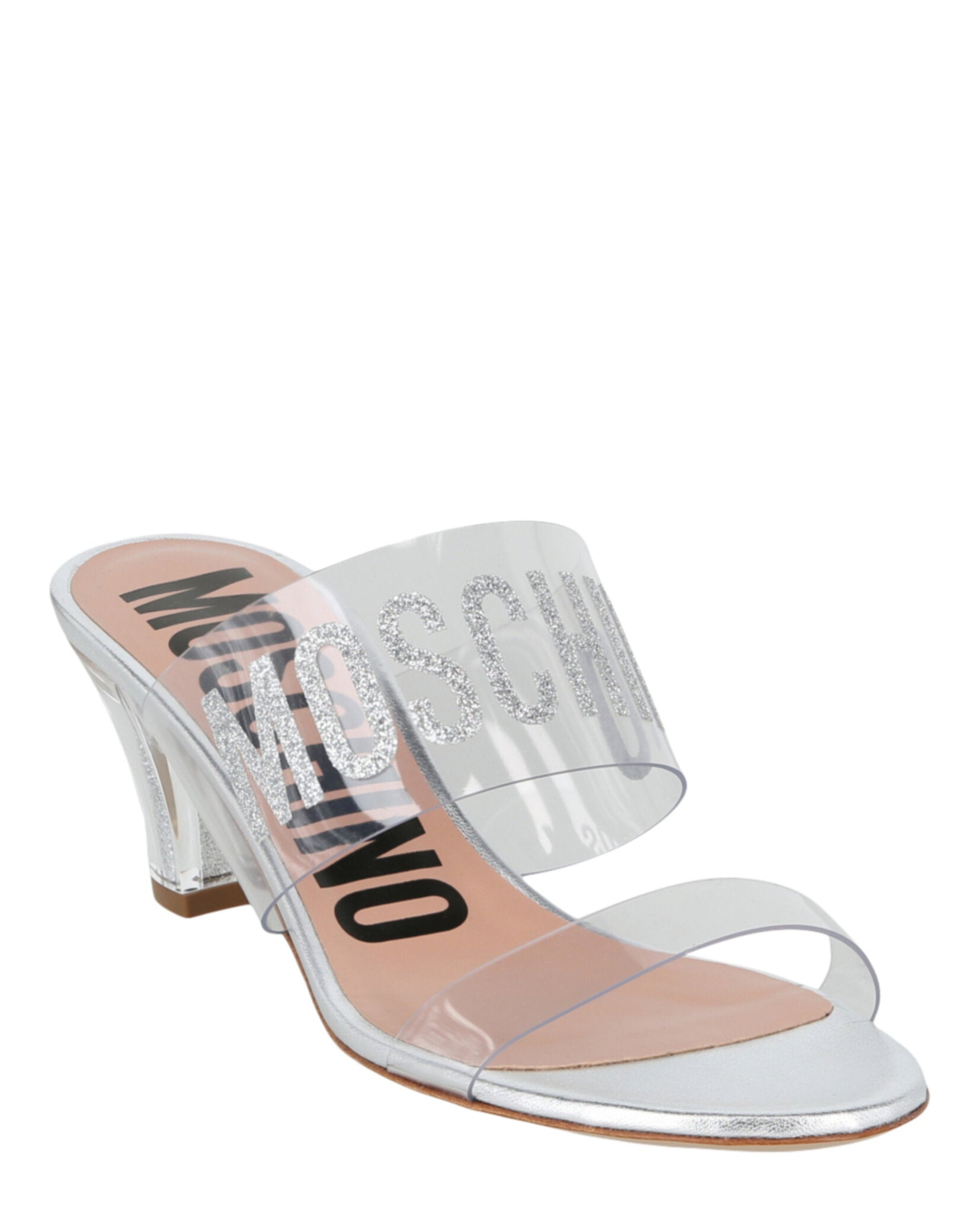 Moschino Glitter Logo Heel Sandals Footwear - Tophatter Daily Deals