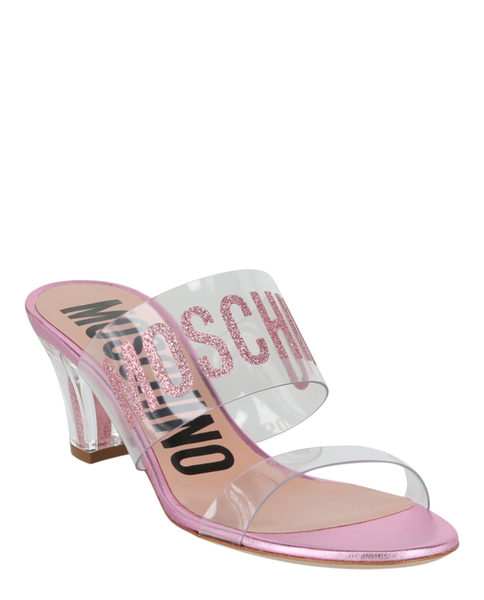 Moschino Glitter Logo Heel Sandals Footwear - Tophatter Daily Deals