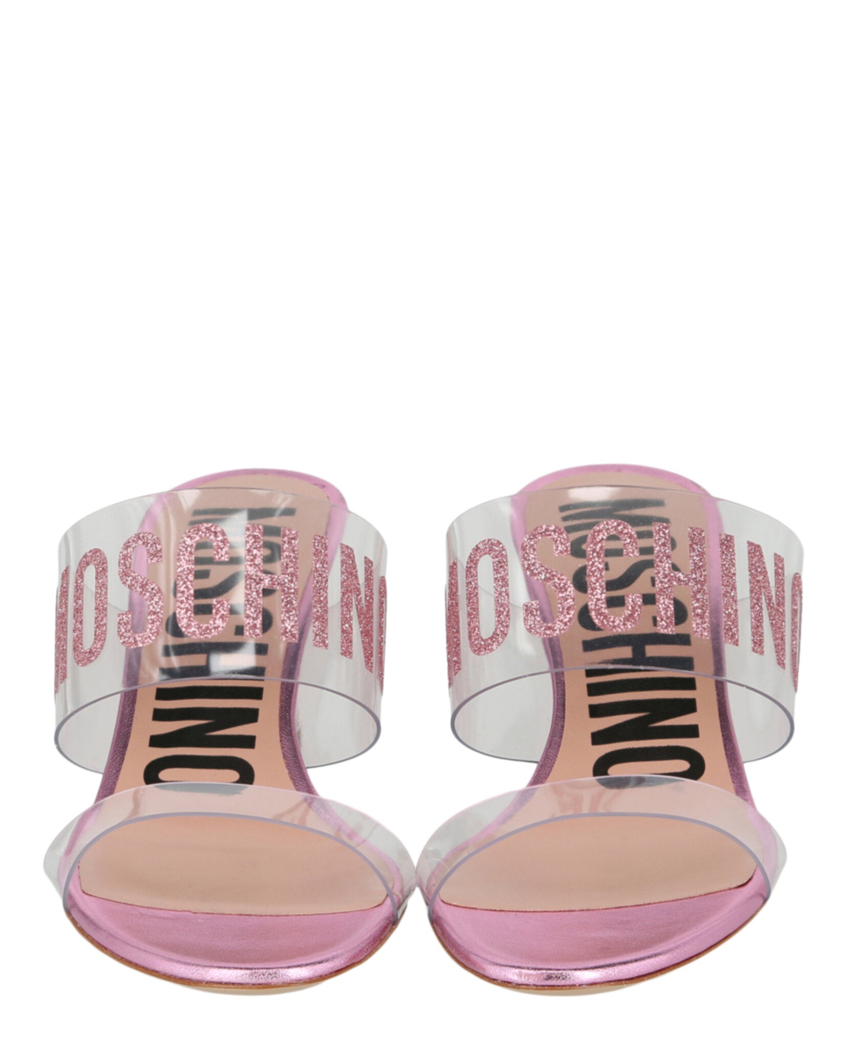 Moschino Glitter Logo Heel Sandals Footwear - Tophatter Daily Deals