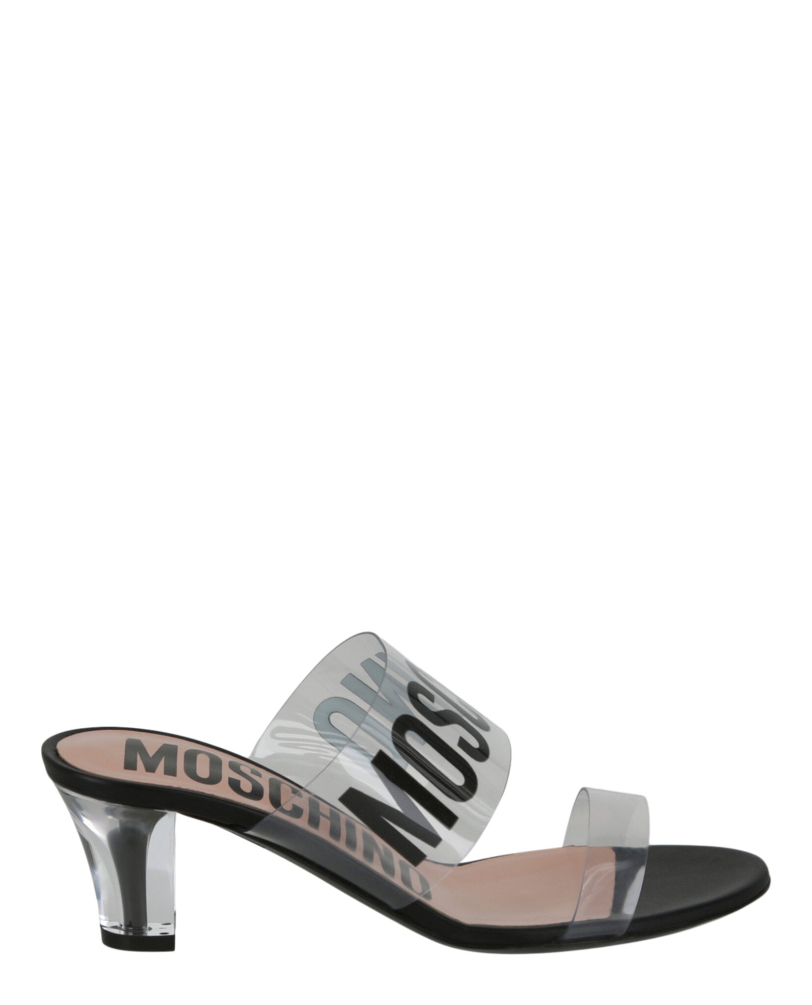 Moschino Logo Transparent Heel Sandals Transparent Black Footwear - Tophatter Daily Deals