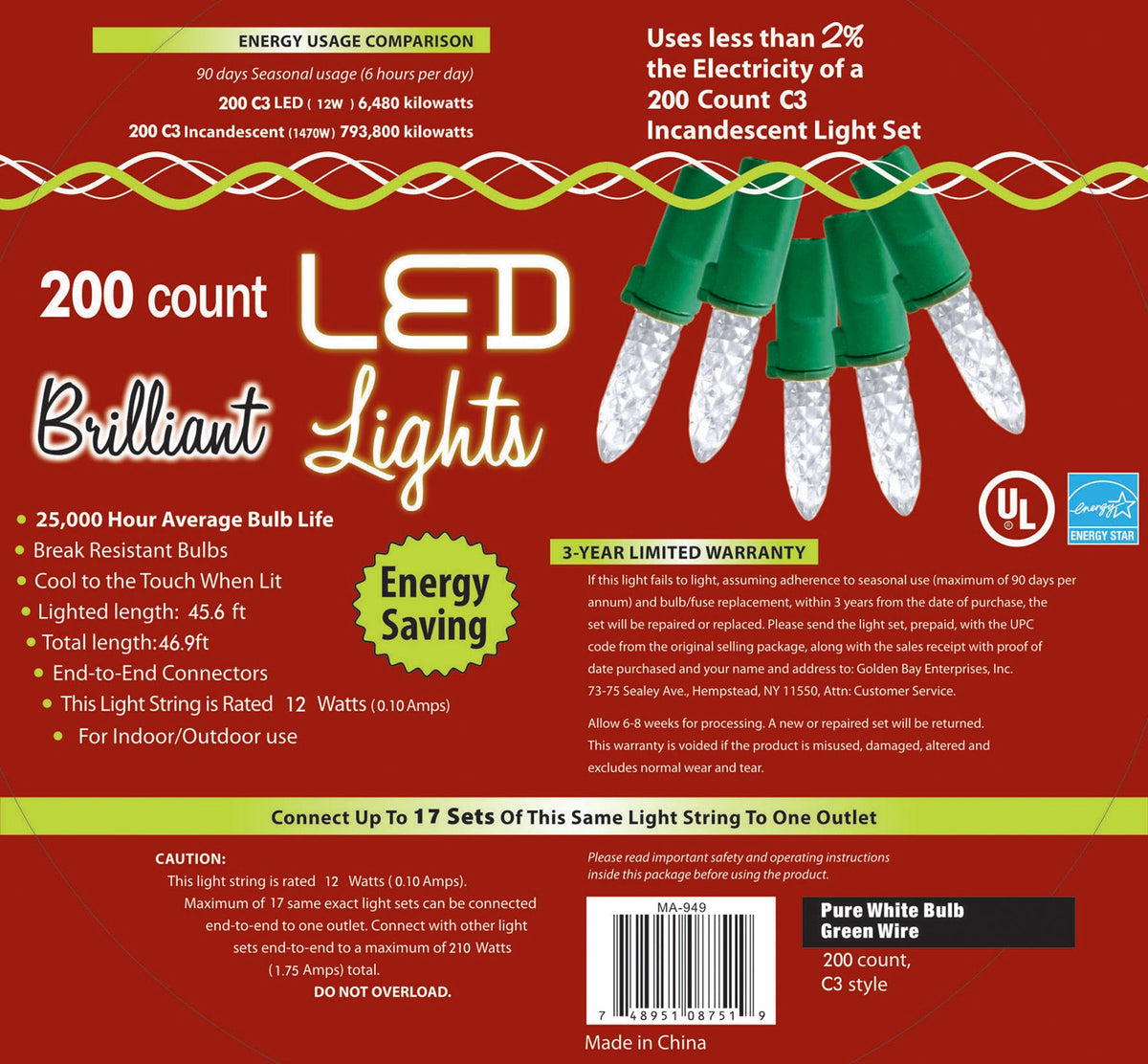 200-Count C3 Holiday Lights Halloween String Lights - Tophatter Daily Deals