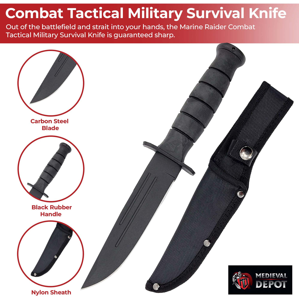 Marine Raider Combat Tactical Military Survival Knife knives - Tophatter Daily Deals