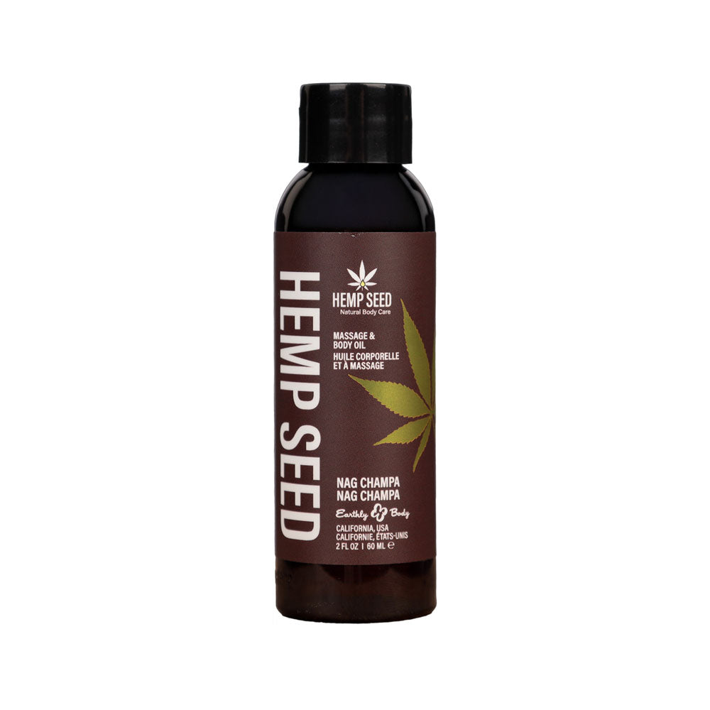 Hemp Seed Nag Champa Scented Massage and Body Oil 59 ml Bottle > Essentials > Massage Oil - Tophatter Daily Deals