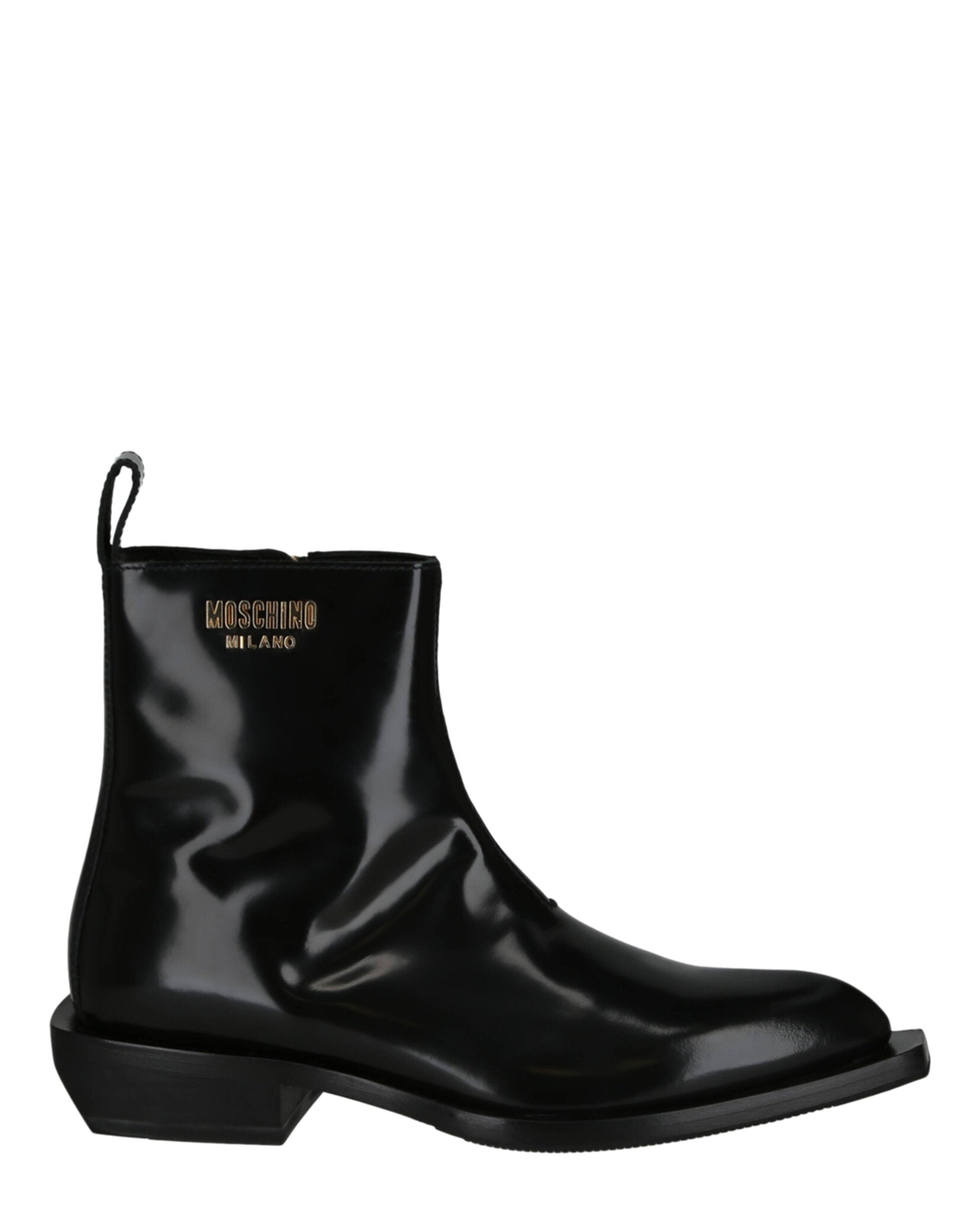 Moschino Gold Lettering Logo Ankle Boots Black Footwear - Tophatter Daily Deals