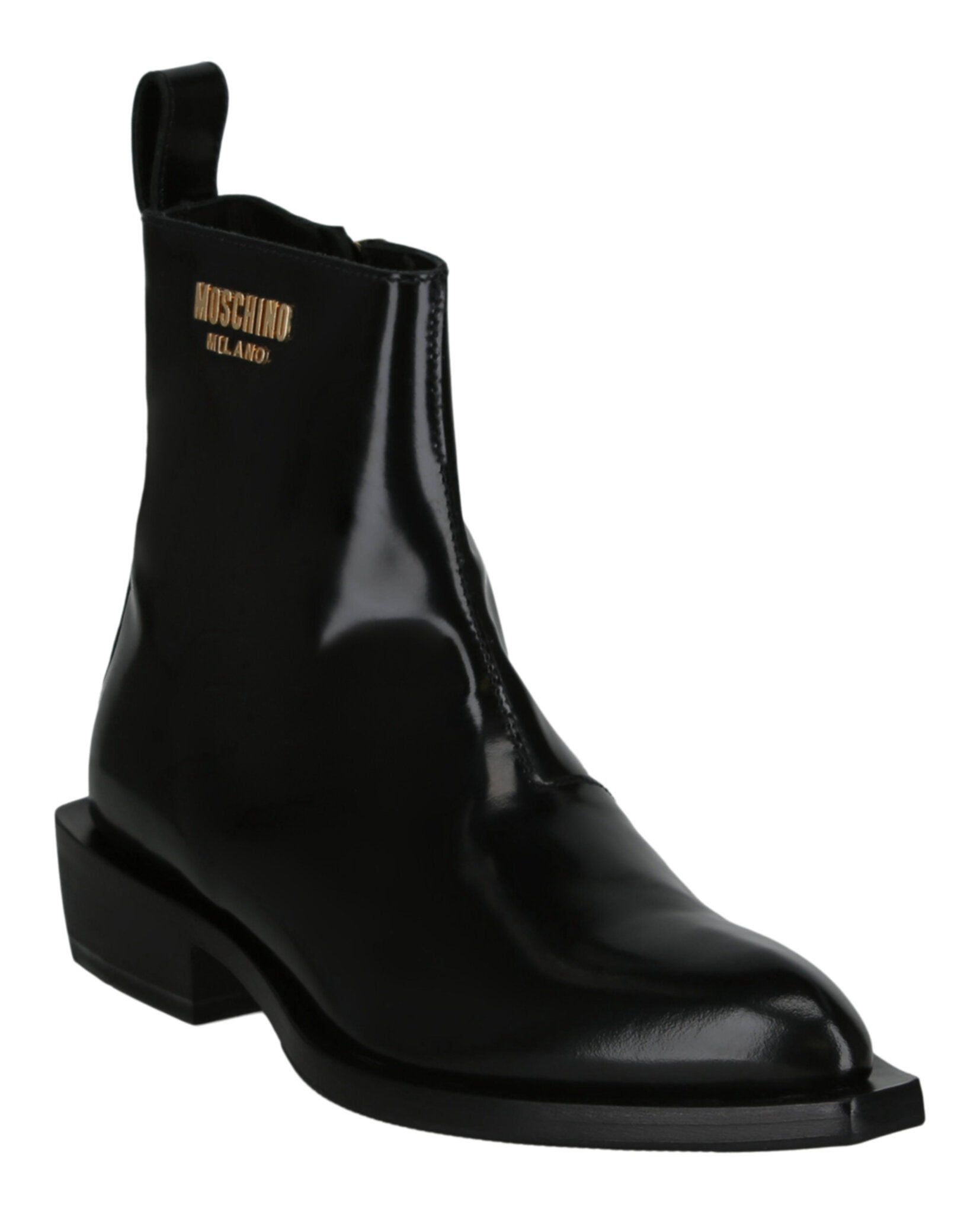 Moschino Gold Lettering Logo Ankle Boots Footwear - Tophatter Daily Deals