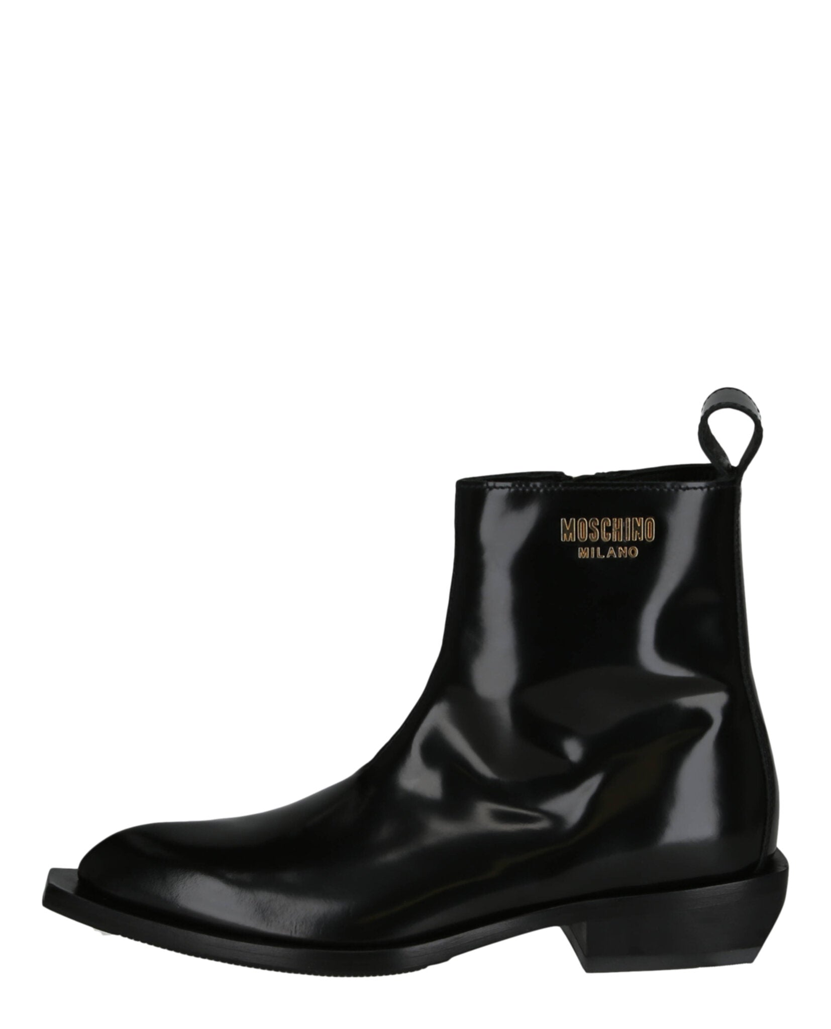 Moschino Gold Lettering Logo Ankle Boots Footwear - Tophatter Daily Deals