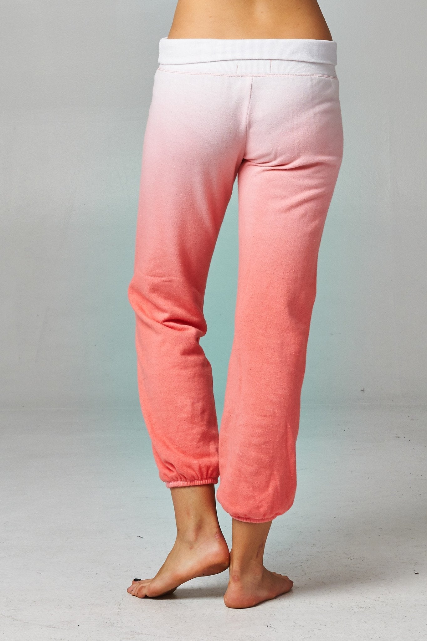 Women's Fold-over Waistband French Terry Dip Dye Screened Sweatpants Pants - Tophatter Daily Deals