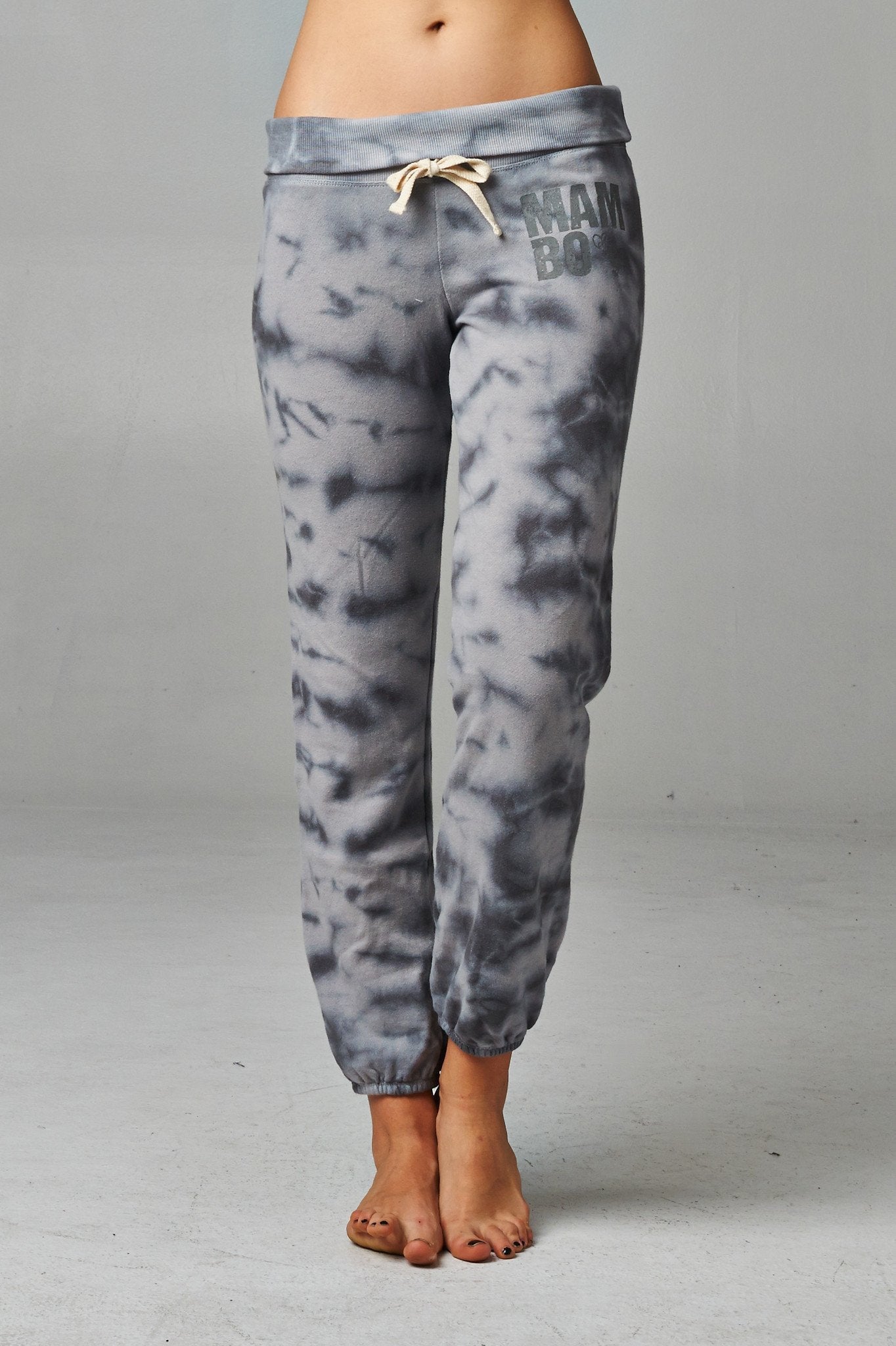Women's Printed Tie Dye Foldover Waistband French Terry Sweatpants Rock Black Tie Dye Pants - Tophatter Daily Deals