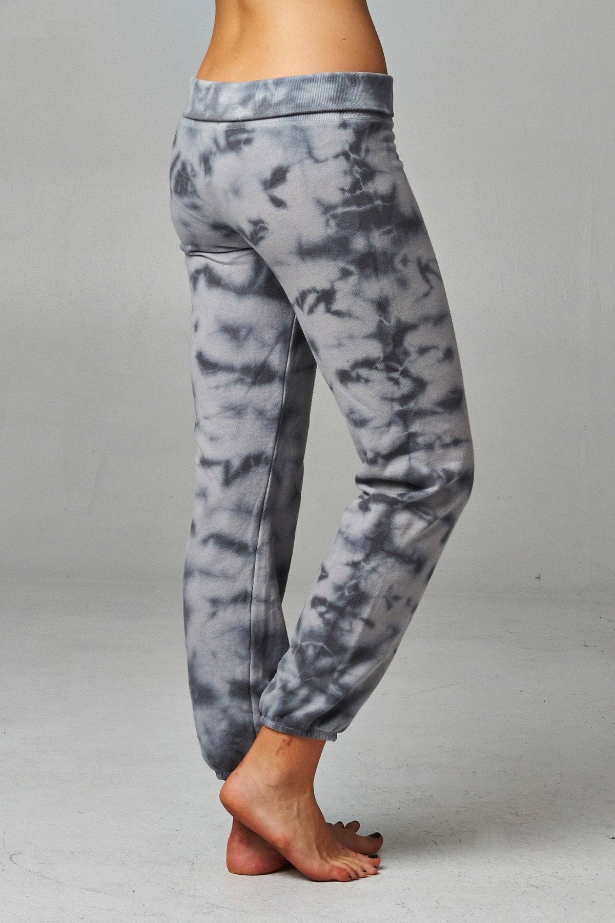 Women's Printed Tie Dye Foldover Waistband French Terry Sweatpants Pants - Tophatter Daily Deals