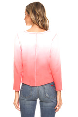 Women's Dip Dye French Terry Long Sleeve Screened Sweatshirt Sweater - Tophatter Daily Deals