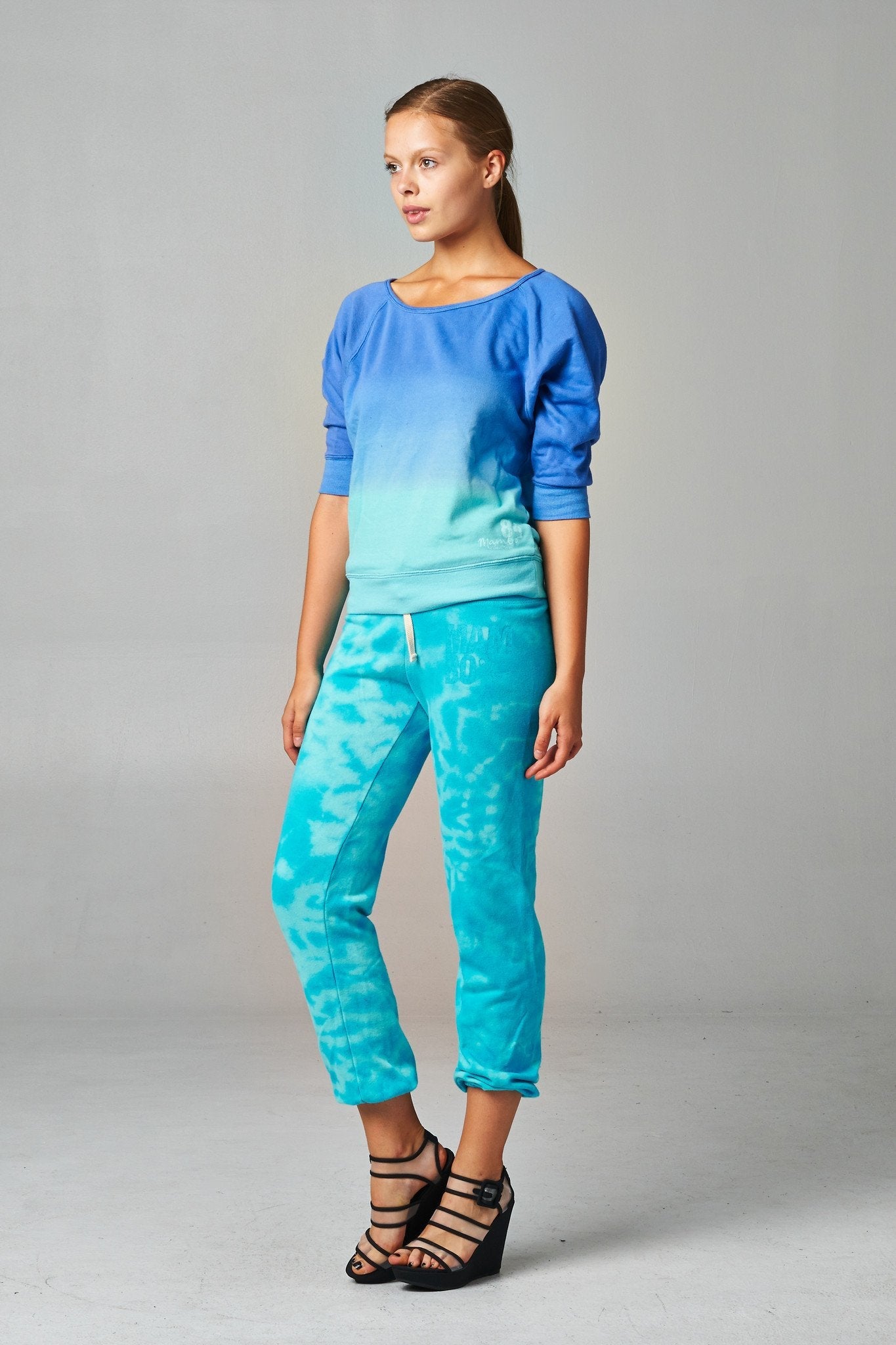 Women's French Terry Long Sleeve Dip Dye Screened Sweatshirt Tops - Tophatter Daily Deals