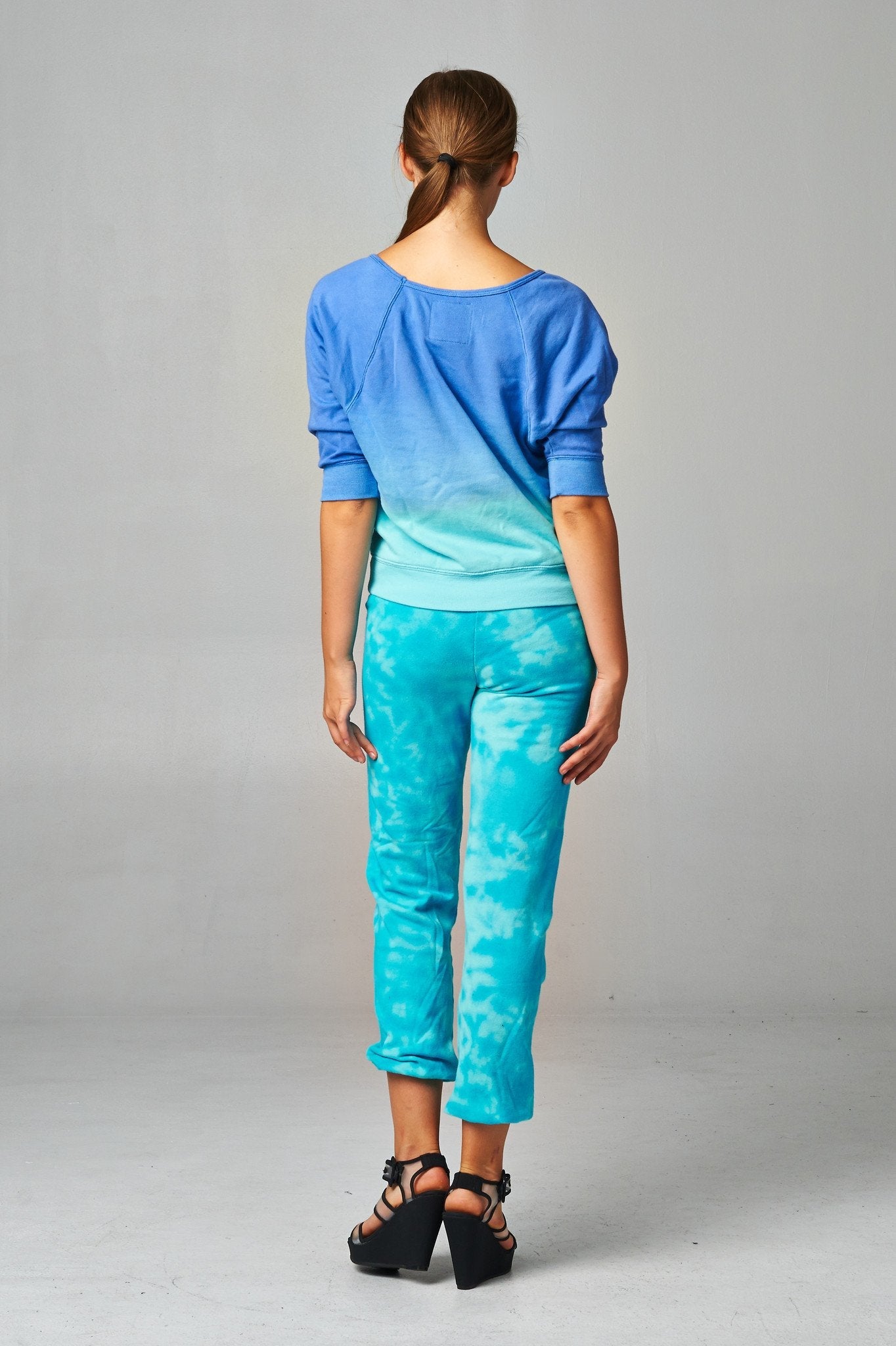 Women's French Terry Long Sleeve Dip Dye Screened Sweatshirt Tops - Tophatter Daily Deals