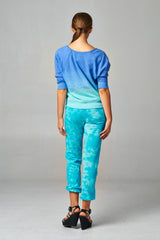 Women's French Terry Long Sleeve Dip Dye Screened Sweatshirt Tops - Tophatter Daily Deals
