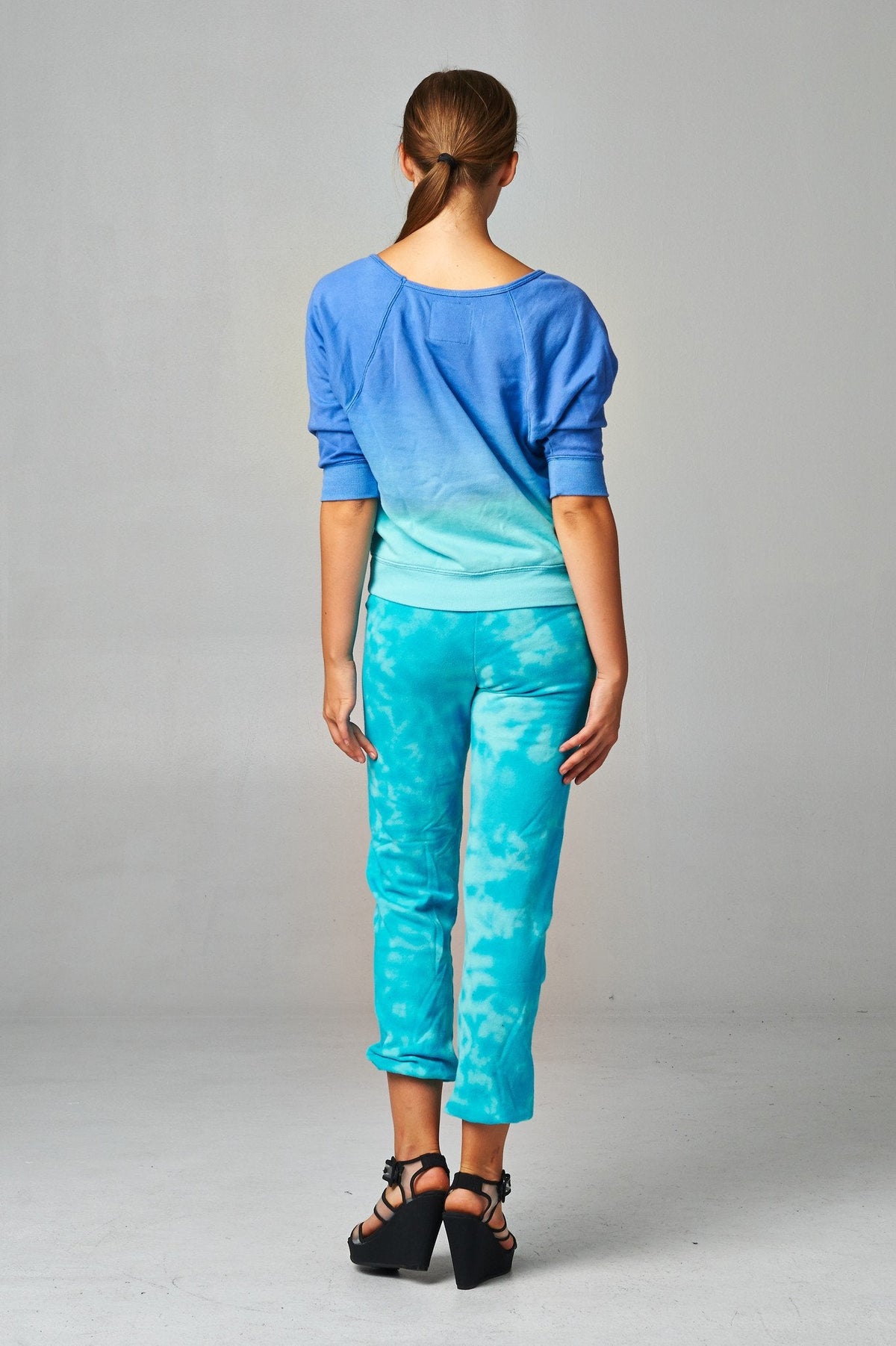 Women's French Terry Long Sleeve Dip Dye Screened Sweatshirt Tops - Tophatter Daily Deals