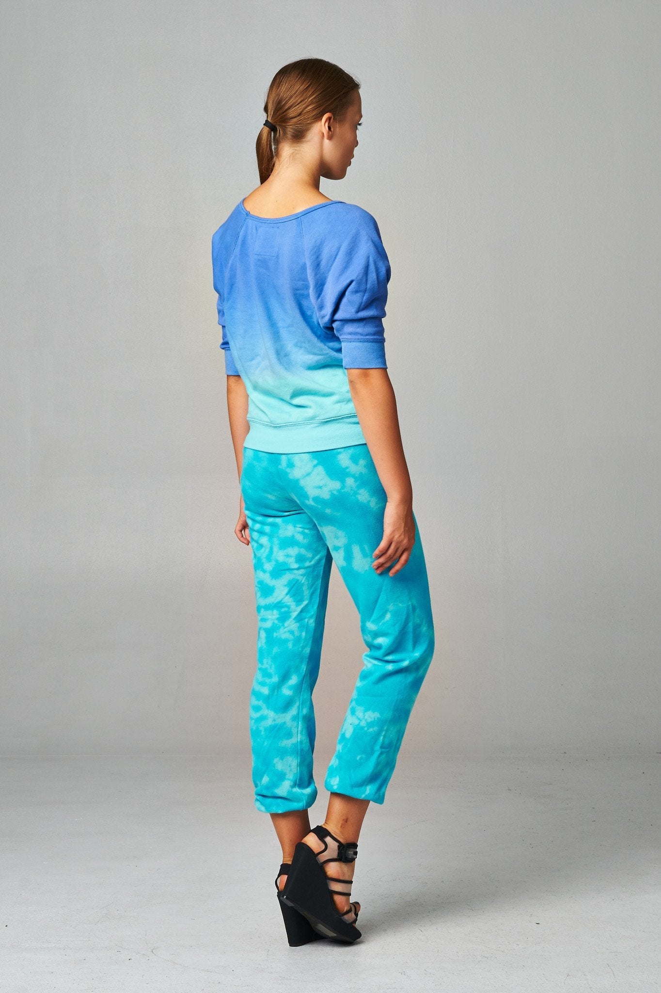 Women's French Terry Long Sleeve Dip Dye Screened Sweatshirt Tops - Tophatter Daily Deals