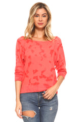Women's Tie Dye French Terry Dolman Sleeve Sweatshirt Coral 37 Sweater - Tophatter Daily Deals