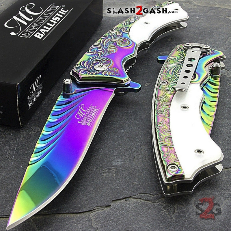 Masters Collection Rainbow Linerlock A/O Knife - Pearl Swirl Knife-Assist - Tophatter Daily Deals