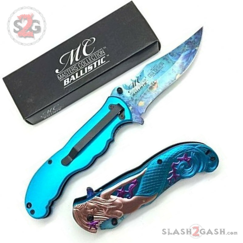 Fantasy L Blue Mermaid Ocean View Spring Assisted Folding Knife Knife-Assist - Tophatter Daily Deals
