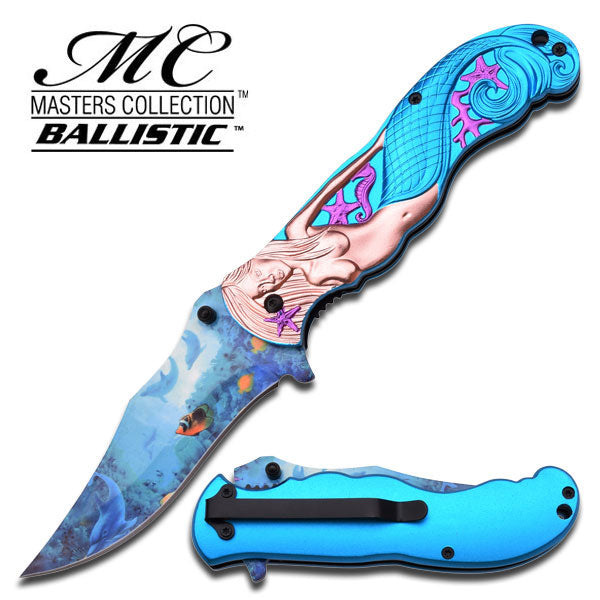 Fantasy L Blue Mermaid Ocean View Spring Assisted Folding Knife Knife-Assist - Tophatter Daily Deals