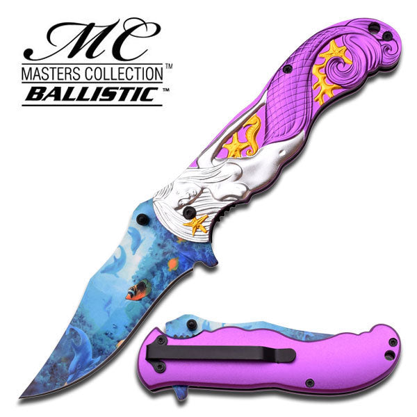 Fantasy Purple Mermaid Ocean View Spring Assisted Folding Knife Knife-Assist - Tophatter Daily Deals
