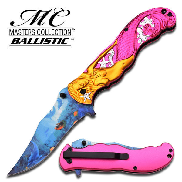 Fantasy Pink Mermaid Ocean View Spring Assisted Folding Knife Knife-Assist - Tophatter Daily Deals